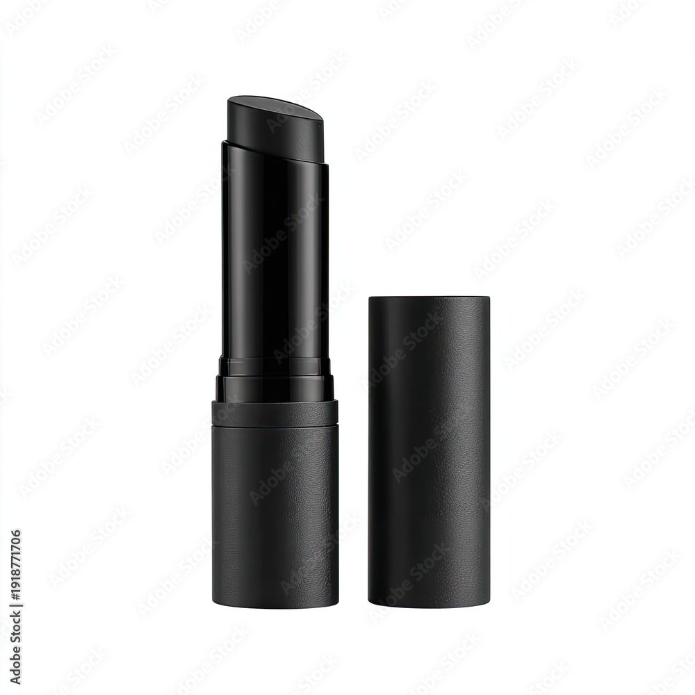 Obraz premium Black lipstick tube with cap removed, product inside