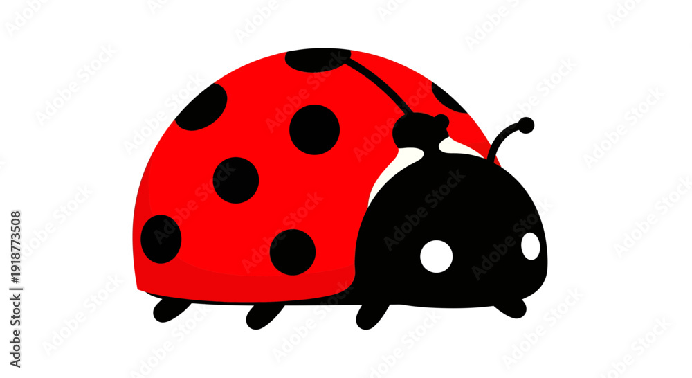 Fototapeta premium Ladybug Vector Illustration, Red Insect with Black Spots, Cartoon Style Graphic for Design
