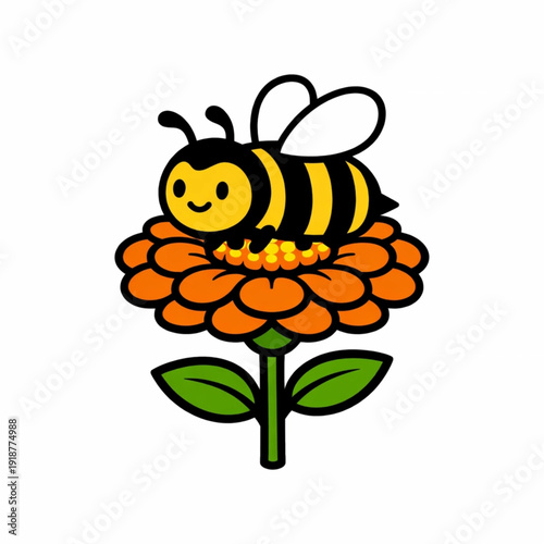 Springtime nature background with bee and floral elements vector