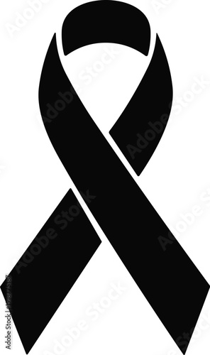Awareness ribbon icon silhouette symbolizing support, remembrance, mourning, causes, charity, solidarity, respect, advocacy, health, community, awareness, unity