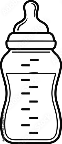 Baby bottle silhouette illustration, infant feeding concept, creative vector artwork, parenting design element, childcare identity representation, minimal composition