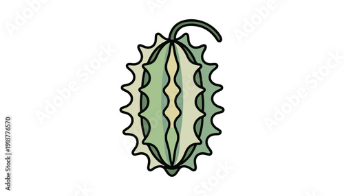 One continuous line illustration of an Horned Melon fruits, isolated on white background.