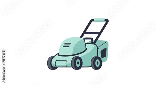 Lawnmower Vector Illustration, Flat Design for Gardening, Landscaping and Outdoor Maintenance
