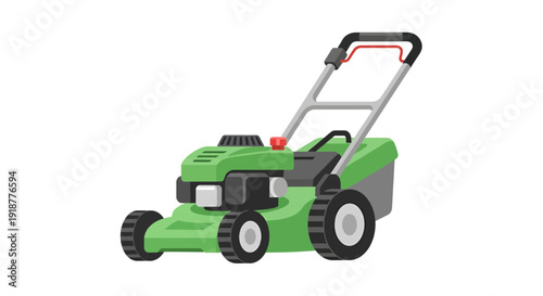Lawnmower Image, Vector Illustration, Green Garden Equipment, for Landscaping and Yard Work