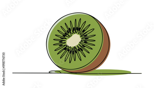 One continuous line illustration of an kiwi fruits, isolated on white background.