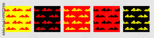 Set editable traditional seamless asian clouds vector for restaurant branding and fashion. Ideal for symbolizing spiritual balance, classic oriental aesthetics, and harmony.