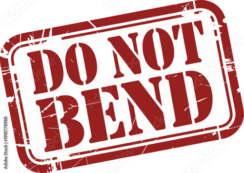 Grunge Red "Do Not Bend" Rubber Stamp Design for Package Delivery Assurance and Handling Instructions on Postal Shipments, Envelopes and Important Documents