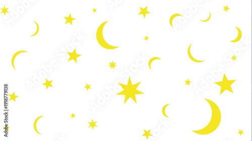 Yellow moon and stars pattern creates a delightful, whimsical celestial.