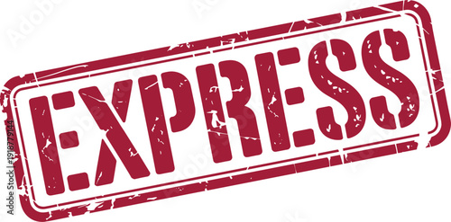 Distressed Maroon "EXPRESS" Rubber Stamp on White: Urgent Message, Speed, Efficiency, and Timeliness Visual for Announcements, Notifications, and Business Correspondence