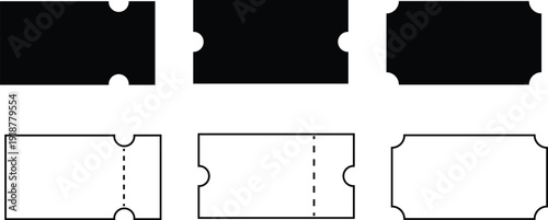 Ticket Stub Icon Set Vector Illustration for Event and Cinema Pass Design