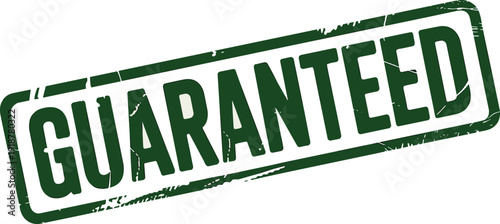 Green Guaranteed Stamp Illustration: Retro Quality Assurance Graphic for Product Promotion and Confidence Building in a Clean, Modern Design for Marketing and Branding Initiatives