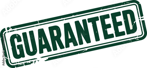 Green Grunge Guaranteed Stamp for Assurance, Reliability, and Quality Control for Product Verification, Service Pledge, and Customer Satisfaction in Business and E-commerce