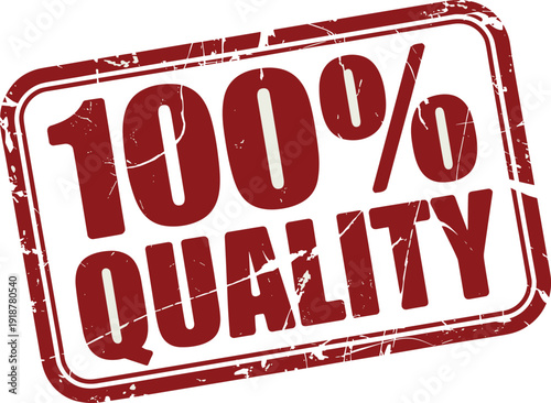 Distressed 100 Percent Quality Stamp Design for Advertising, Product Packaging, Promotions and Marketing Campaigns Emphasizing Superior Grade and Customer Satisfaction