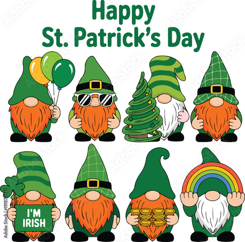 Cute St Patricks Day Gnomes, Art & Illustration