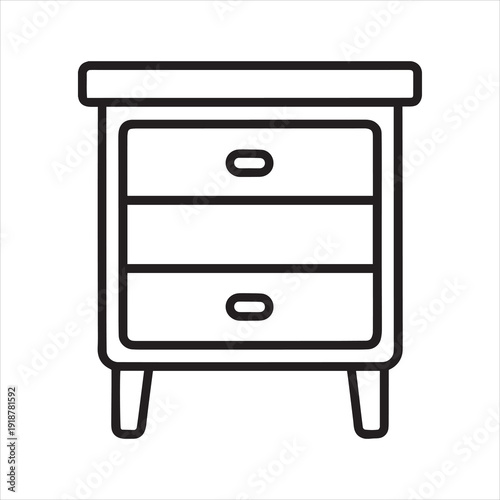 Simple Three Drawer Nightstand Line Art Illustration