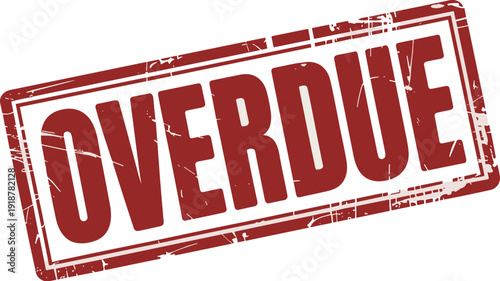 Grunge Style 'Overdue' Stamp Illustration: A Bold Visual for Urgent Deadlines, Reminders, and Financial Notices, Adding Emphasis to Important Documents and Notifications