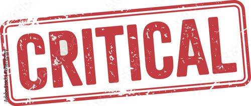 Distressed Critical Stamp Illustration: Urgent Red Text on Beige Background for Graphic Design, Emergency Notifications, and Attention-Grabbing Visuals with a Retro Grunge Aesthetic