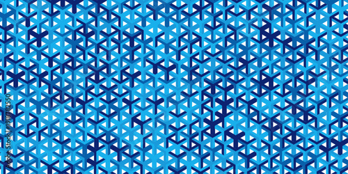 abstract blue isometric decoration geometric cube background. vector triangle tile design. Decoration mosaic design retro seamless element wallpaper.