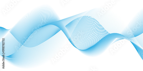 Modern abstract wave digital blue and white geometric technology. Abstract line wave gradient poster blend background vector.