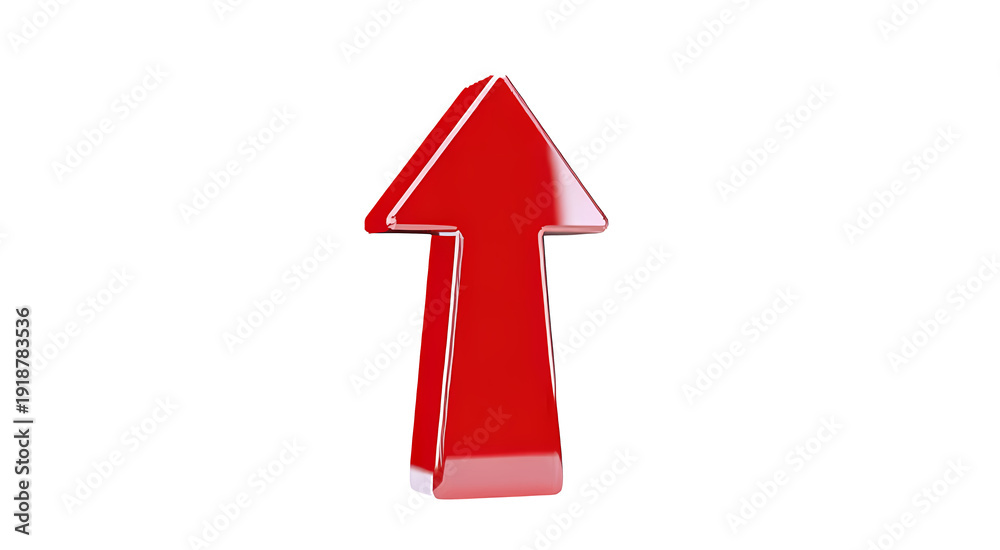 Fototapeta premium Red glossy up arrow icon isolated on transparent background