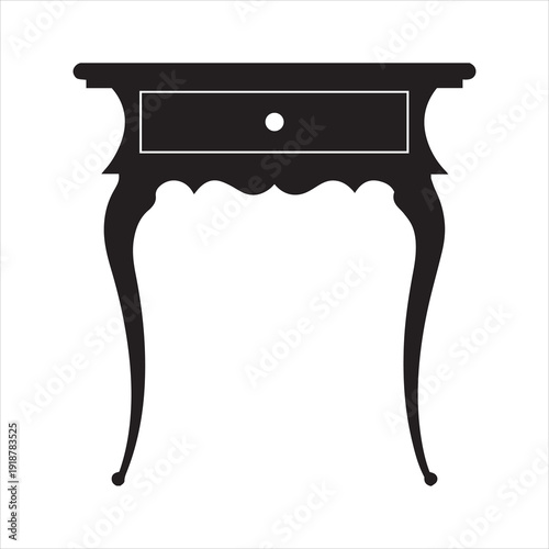 Vintage console table silhouette decorative illustration