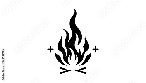 Feuerwerk logo vector icon in black and white, Laurel And Flame Design, Stylized Black Flame or Fire Symbol, Black and white stylized illustration of a lightbulb blossoming within a floral design, 
El