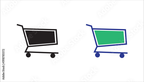 Minimalist line icon of a shopping cart. Concept of online shopping, ecommerce, retail purchase, supermarket basket, and digital marketplace. Simple outline vector isolated on light background.