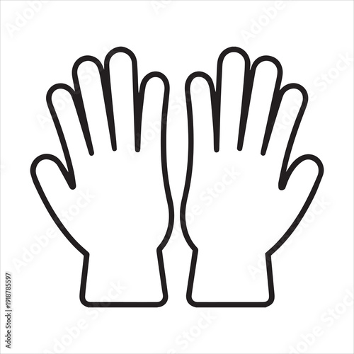 Outline illustration of protective hand gloves pair