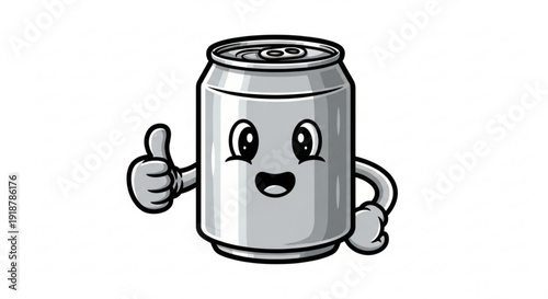 Happy Cartoon Soda Can Giving Thumbs Up Isolated on White