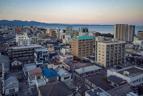 Картината върху платно Cityscape of Beppu in Oita Japan at Dusk