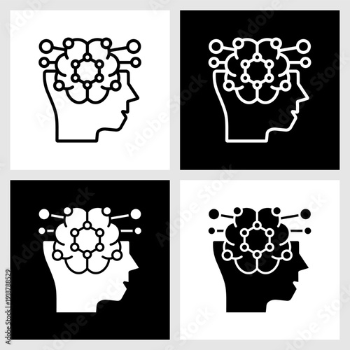 System Thinking Icon with Black and White Background