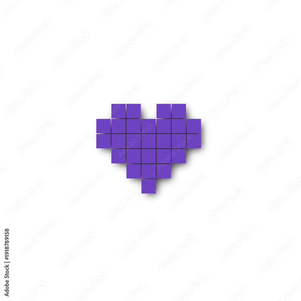 Fototapeta premium Purple Heart Pixel Icon