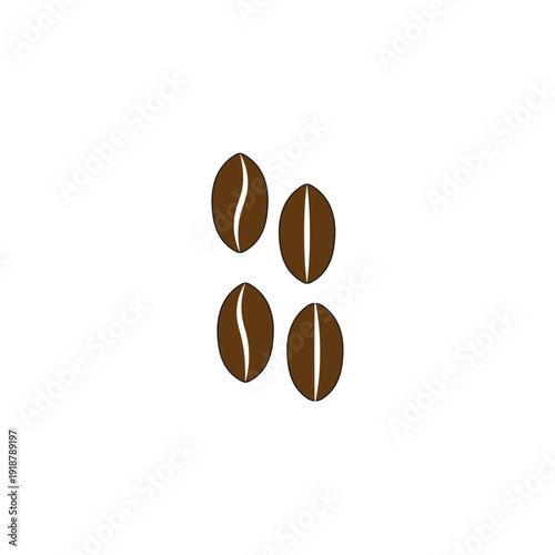 Coffee beans vector illustration isolated on white, roasted arabica seeds icon for cafe menu, beverage branding and food design.