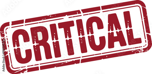 Red Critical Stamp: Grunge Vector Graphic for Urgency, Importance, and Criticality, Ideal for Project Deadlines, Alerts, Emergency Notices, Imperative Tasks and High Priority Announcements