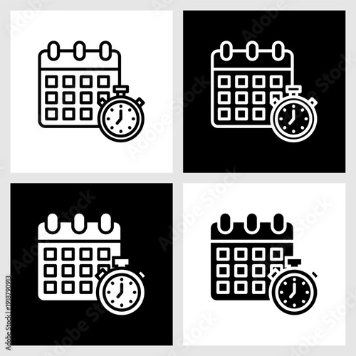 Deadline Icon with Black and White Background