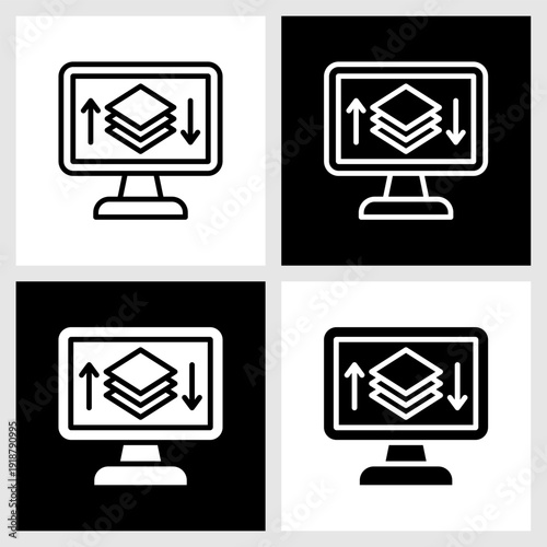 Layers Icon with Black and White Background