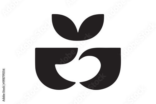 Creative black silhouette of a seed or fruit symbol for eco-friendly business
