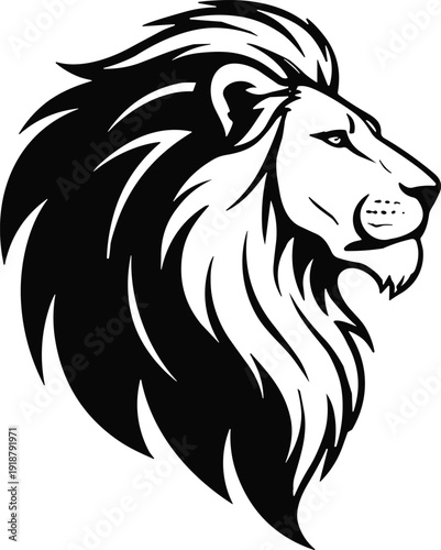 Wallpaper Mural Lion head silhouette vector illustration, regal animal artwork, wildlife emblem design, bold graphic composition, black and white creative art Torontodigital.ca