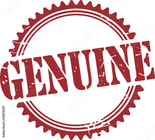 Authentic Assurance: Red Stamp Graphic Declaring Genuineness for Product Validation, Branding, Trustworthiness and Quality, Emphasizing Reliability and Legitimacy for Consumer Confidence