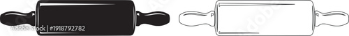 Simple Black and White Rolling Pin Vector Icons isolated PNG with Transparent Background