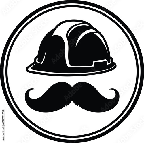 Black mustache and bowler hat icon Vector isolated on transparent bg