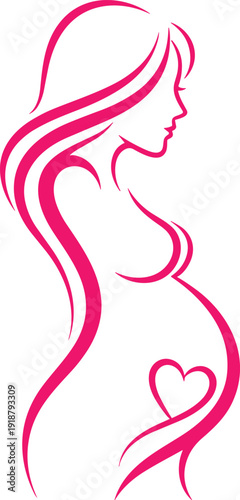 Pregnant woman silhouette illustration, maternal love concept, creative vector artwork, motherhood identity design, family planning symbolic representation