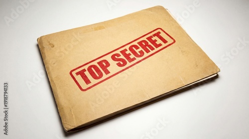Folder with words top secret stamp