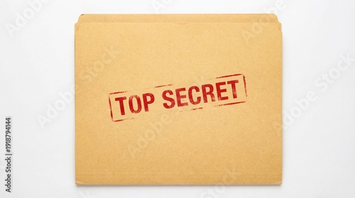 Folder with words top secret stamp