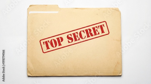 Folder with words top secret stamp