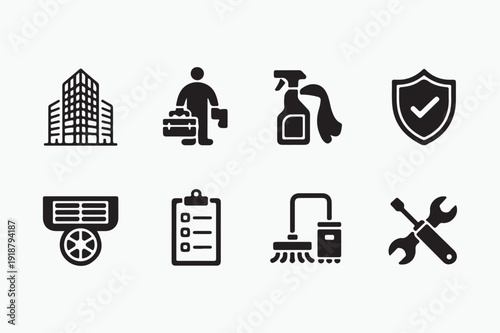 Commercial Facility Maintenance Icon Set