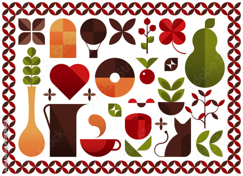 ミッドセンチュリータッチのライフスタイルベクターイラスト