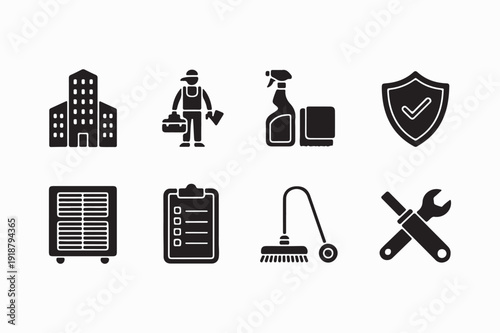 Facility Maintenance Cleaning Service Icons