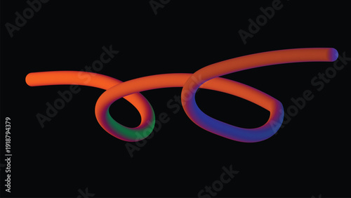 A 3d vector illustration featuring male and female symbols joined in an infinity shape circle with yellow light and black heart icons for a modern love concept design