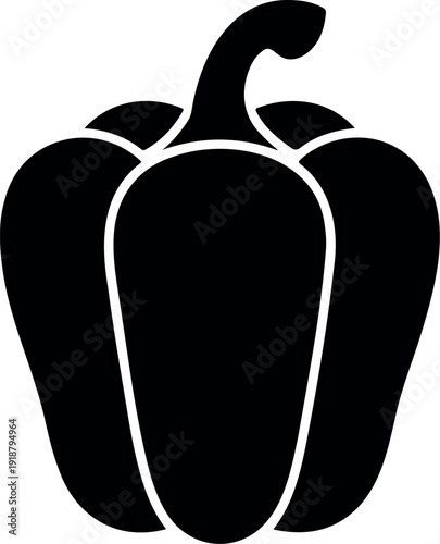 Bell Pepper Vector Silhouette Black and White Vegetable Illustration